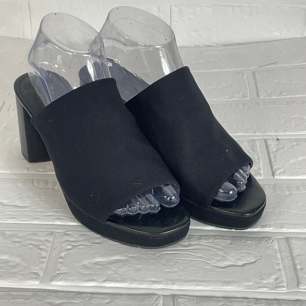 Donald Pliner Black Georgette Block Heel Platform Sandals Size 7.5